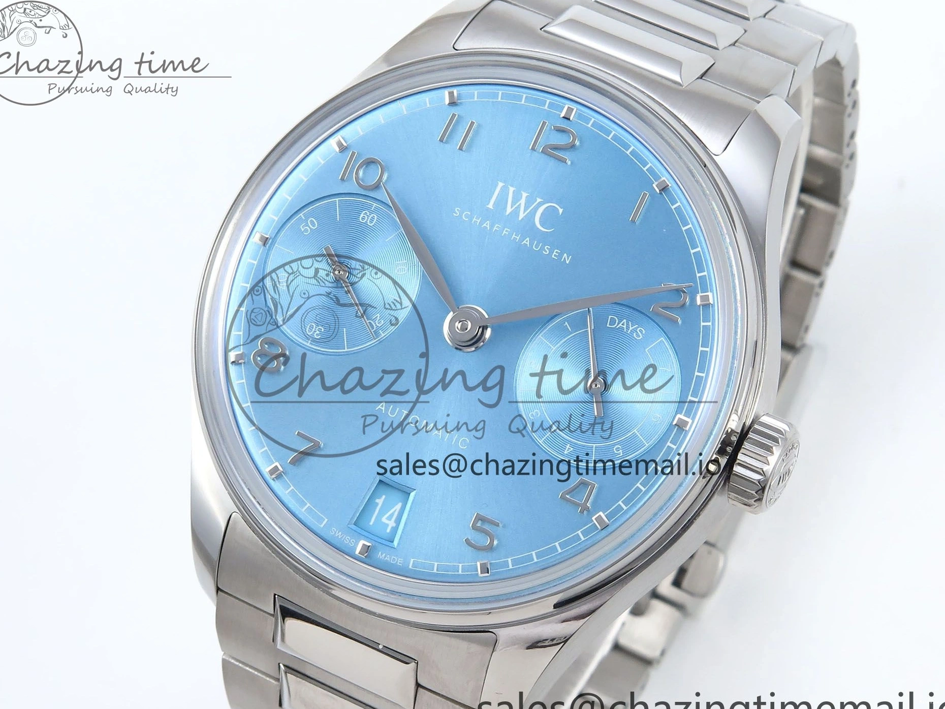 MIROTIME 0202 FashionForward Portugieser Auto IWC0562D APSF 1:1 Best Edition Light Blue Dial on SS Bracelet A 6994